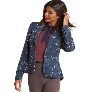 Stargazing Splendor blue ModCloth stars constellation print womens blazer Medium